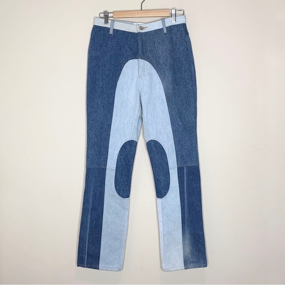 NEW EB Denim Kendall Riding Jeans (Sz L) Straight Leg Color Block Patchwork - Picture 4 of 16